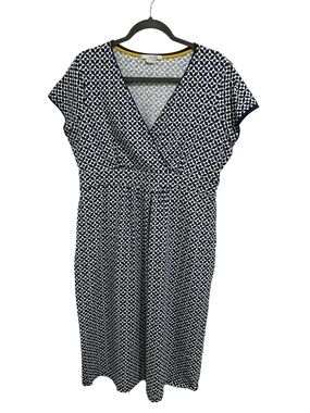 Boden Geometric Print Wrap-Style Midi Dress - Navy & White